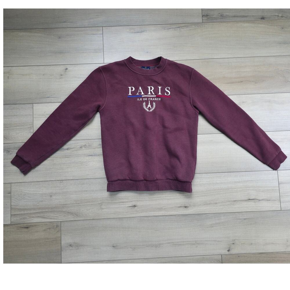 Paris Tour D'Or Ile De France Maroon Pullover Crewneck Sweatshirt Women Sz M - Picture 13 of 13